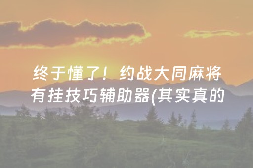 终于懂了！约战大同麻将有挂技巧辅助器(其实真的有挂)