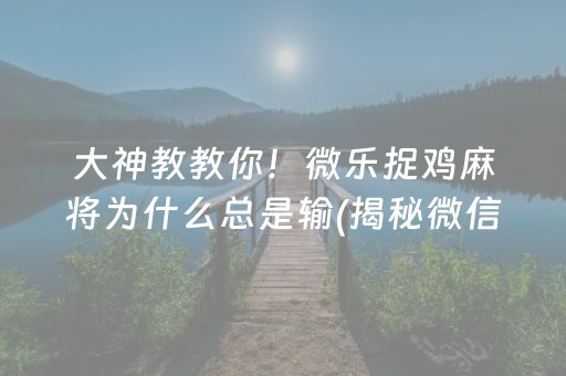 大神教教你！微乐捉鸡麻将为什么总是输(揭秘微信里插件购买)