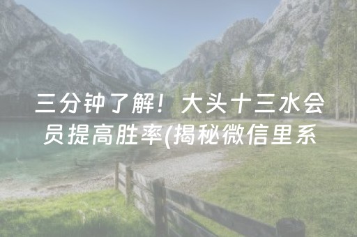 三分钟了解！大头十三水会员提高胜率(揭秘微信里系统发好牌)