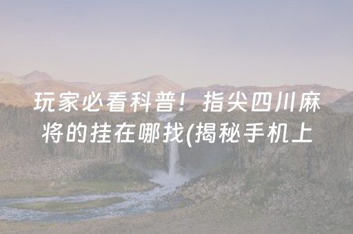 玩家必看科普！指尖四川麻将的挂在哪找(揭秘手机上提高胜率)