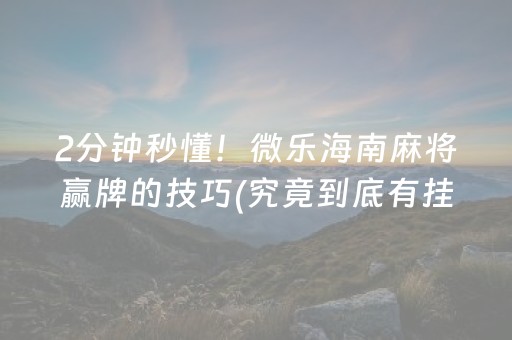 2分钟秒懂！微乐海南麻将赢牌的技巧(究竟到底有挂吗)
