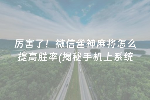 厉害了！微信雀神麻将怎么提高胜率(揭秘手机上系统发好牌)