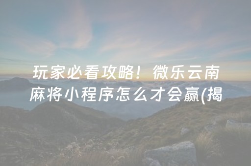 玩家必看攻略！微乐云南麻将小程序怎么才会赢(揭秘手机上专用神器)