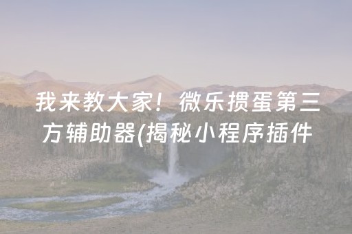我来教大家！微乐掼蛋第三方辅助器(揭秘小程序插件购买)