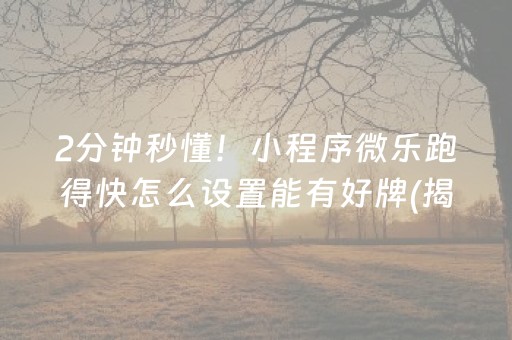 2分钟秒懂！小程序微乐跑得快怎么设置能有好牌(揭秘小程序如何让牌变好)