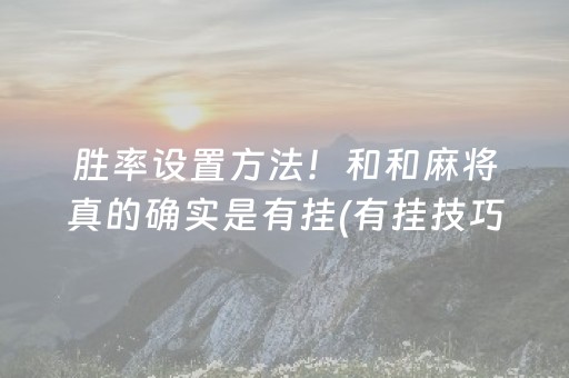 胜率设置方法！和和麻将真的确实是有挂(有挂技巧辅助器)