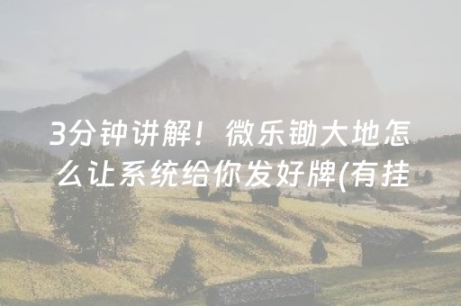3分钟讲解！微乐锄大地怎么让系统给你发好牌(有挂技巧辅助器)