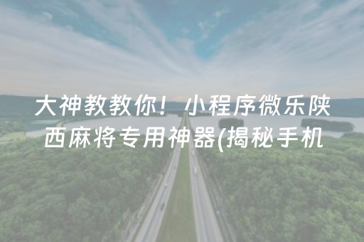 大神教教你！小程序微乐陕西麻将专用神器(揭秘手机上自建房怎么赢)