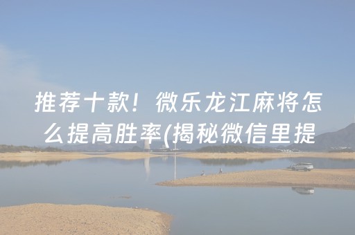 推荐十款！微乐龙江麻将怎么提高胜率(揭秘微信里提高赢的概率)