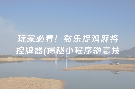 玩家必看！微乐捉鸡麻将控牌器(揭秘小程序输赢技巧)