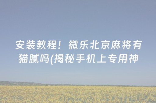 安装教程！微乐北京麻将有猫腻吗(揭秘手机上专用神器下载)