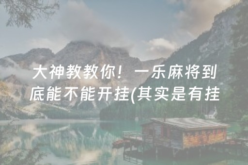 大神教教你！一乐麻将到底能不能开挂(其实是有挂的)