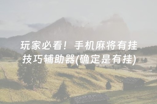 玩家必看！手机麻将有挂技巧辅助器(确定是有挂)