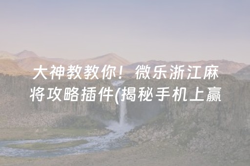 大神教教你！微乐浙江麻将攻略插件(揭秘手机上赢牌的技巧)