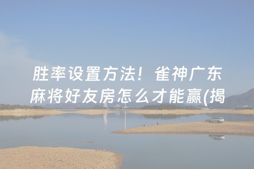 胜率设置方法！雀神广东麻将好友房怎么才能赢(揭秘小程序插件下载)