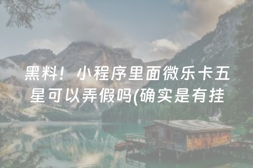 黑料！小程序里面微乐卡五星可以弄假吗(确实是有挂)