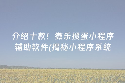 介绍十款！微乐掼蛋小程序辅助软件(揭秘小程序系统发好牌)
