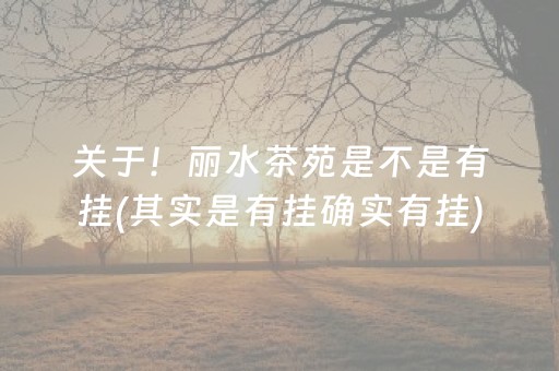 关于！丽水茶苑是不是有挂(其实是有挂确实有挂)