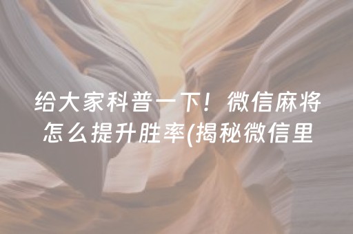 给大家科普一下！微信麻将怎么提升胜率(揭秘微信里插件下载)