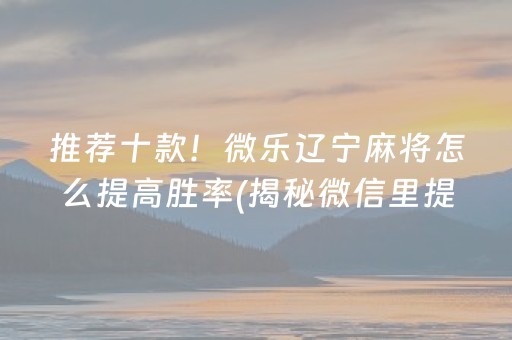 推荐十款！微乐辽宁麻将怎么提高胜率(揭秘微信里提高胜率)