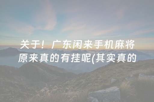 关于！广东闲来手机麻将原来真的有挂呢(其实真的确实有挂)