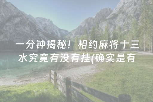 一分钟揭秘！相约麻将十三水究竟有没有挂(确实是有挂)