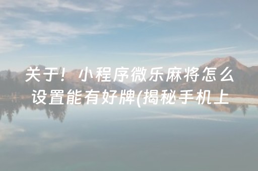 关于！小程序微乐麻将怎么设置能有好牌(揭秘手机上如何让牌变好)