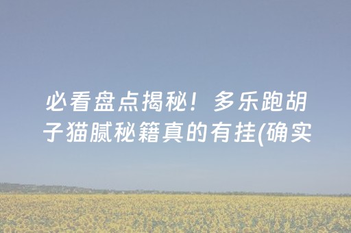 必看盘点揭秘！多乐跑胡子猫腻秘籍真的有挂(确实真有挂)
