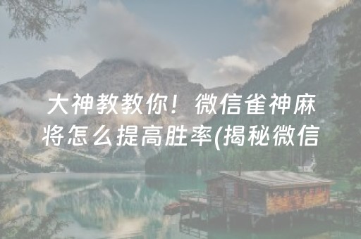 大神教教你！微信雀神麻将怎么提高胜率(揭秘微信里提高赢的概率)