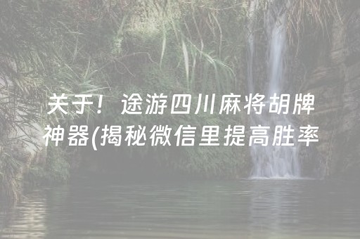 关于！途游四川麻将胡牌神器(揭秘微信里提高胜率)