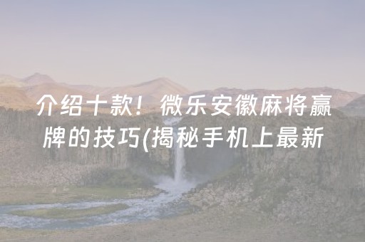 介绍十款！微乐安徽麻将赢牌的技巧(揭秘手机上最新神器下载)