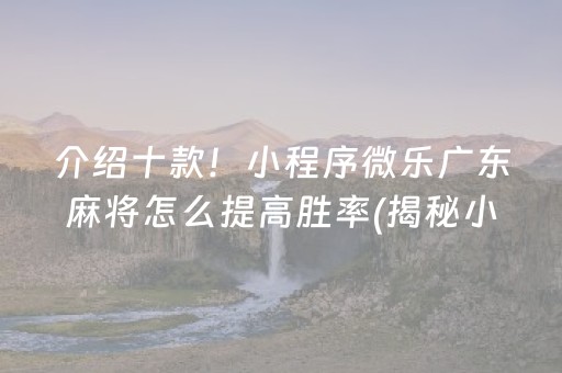 介绍十款！小程序微乐广东麻将怎么提高胜率(揭秘小程序输赢技巧)