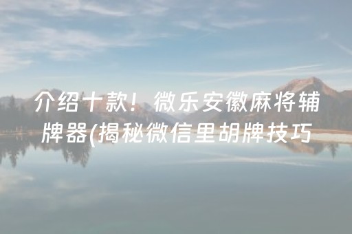 介绍十款！微乐安徽麻将辅牌器(揭秘微信里胡牌技巧)