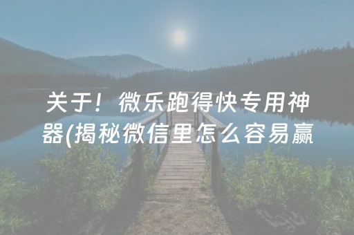 关于！微乐跑得快专用神器(揭秘微信里怎么容易赢)