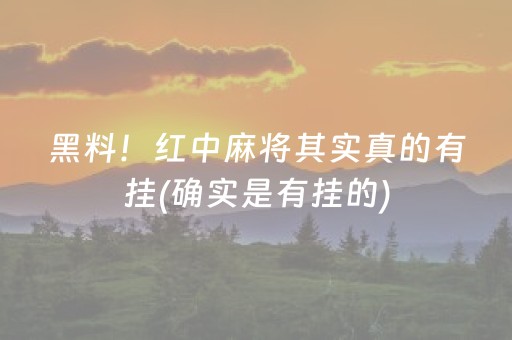 黑料！红中麻将其实真的有挂(确实是有挂的)