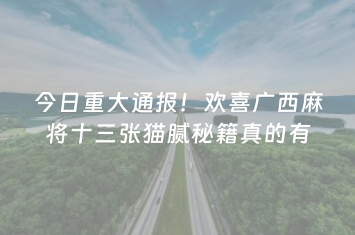 今日重大通报！欢喜广西麻将十三张猫腻秘籍真的有挂(真的确实是有挂)