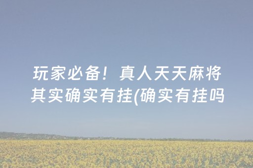 玩家必备！真人天天麻将其实确实有挂(确实有挂吗)