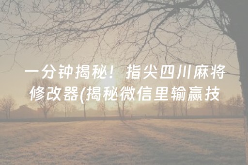 一分钟揭秘！指尖四川麻将修改器(揭秘微信里输赢技巧)