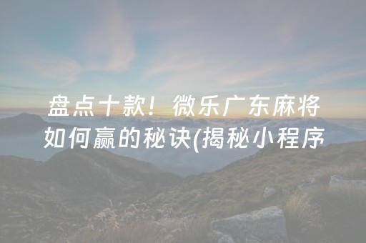 盘点十款！微乐广东麻将如何赢的秘诀(揭秘小程序赢牌的技巧)