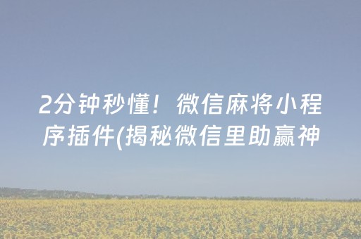 2分钟秒懂！微信麻将小程序插件(揭秘微信里助赢神器)