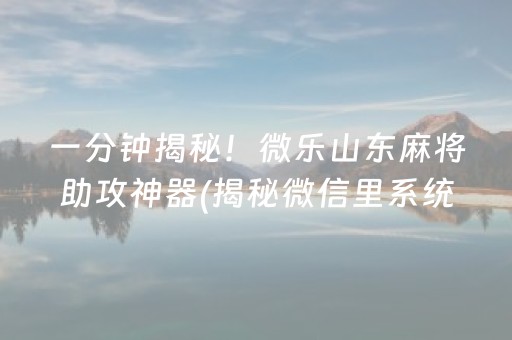 一分钟揭秘！微乐山东麻将助攻神器(揭秘微信里系统发好牌)