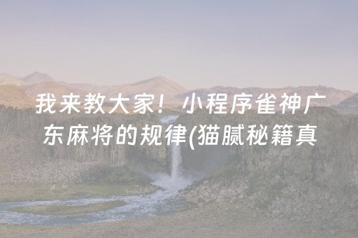 我来教大家！小程序雀神广东麻将的规律(猫腻秘籍真的有挂)