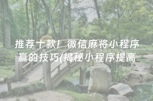 推荐十款！微信麻将小程序赢的技巧(揭秘小程序提高胜率)