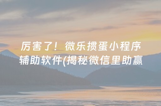 厉害了！微乐掼蛋小程序辅助软件(揭秘微信里助赢神器)