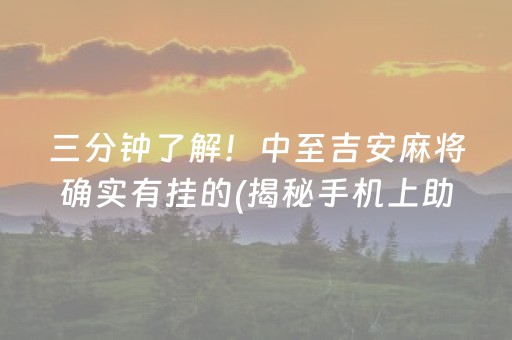 三分钟了解！中至吉安麻将确实有挂的(揭秘手机上助赢神器)
