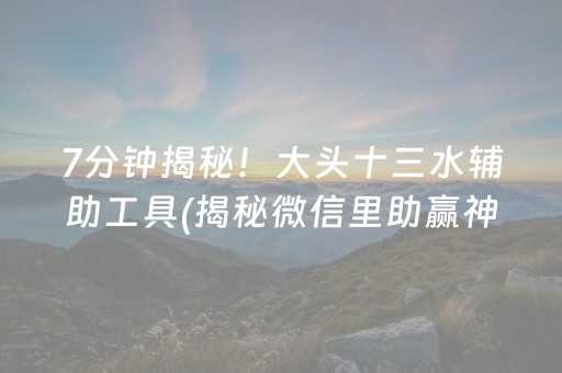 7分钟揭秘！大头十三水辅助工具(揭秘微信里助赢神器购买)
