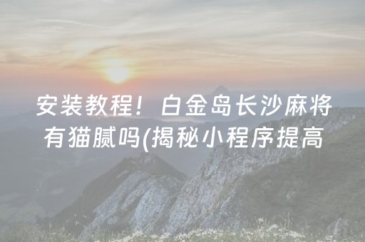 安装教程！白金岛长沙麻将有猫腻吗(揭秘小程序提高胜率)