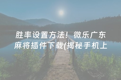 胜率设置方法！微乐广东麻将插件下载(揭秘手机上确实有猫腻)
