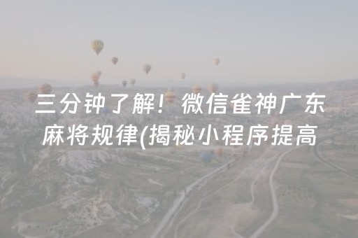 三分钟了解！微信雀神广东麻将规律(揭秘小程序提高赢的概率)
