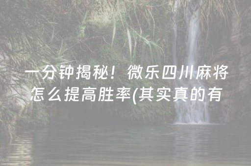 一分钟揭秘！微乐四川麻将怎么提高胜率(其实真的有挂)